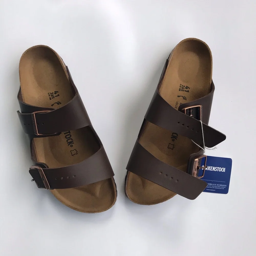 New! Birkenstock Arizona BS Dark Brown Leather Sandals Sz 41 Women 10 Men 8 - Picture 1 of 9